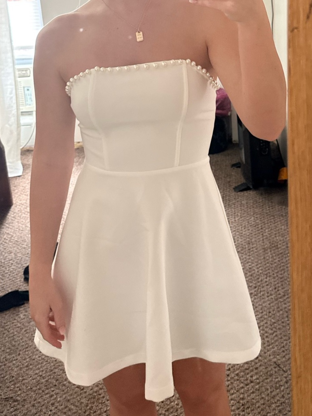 Strapless White Fit-and-Flare Dress